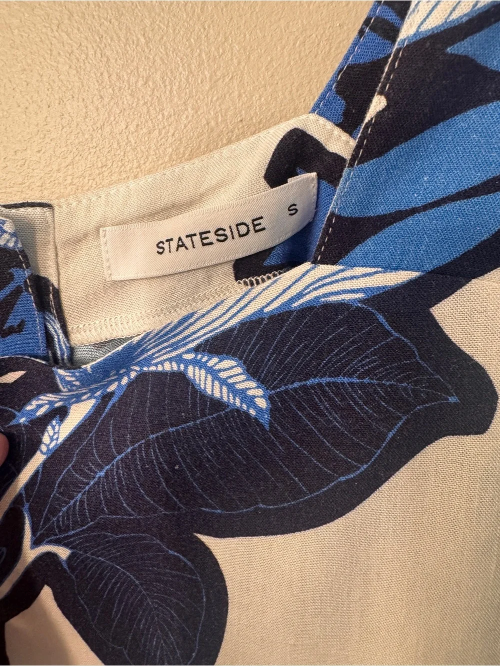 Stateside Blue White Floral Sleeveless Tank Top Size S